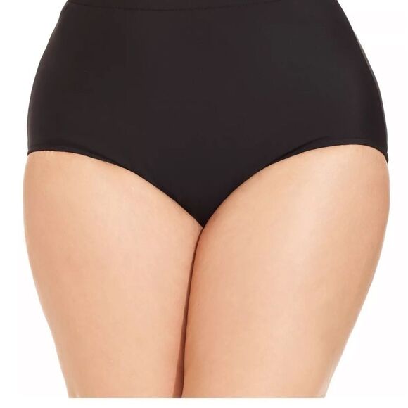Swim Solutions Plus Size Mid-Rise Tummy-Control Swim Bottoms Black Size 22W New - Picture 7 of 14